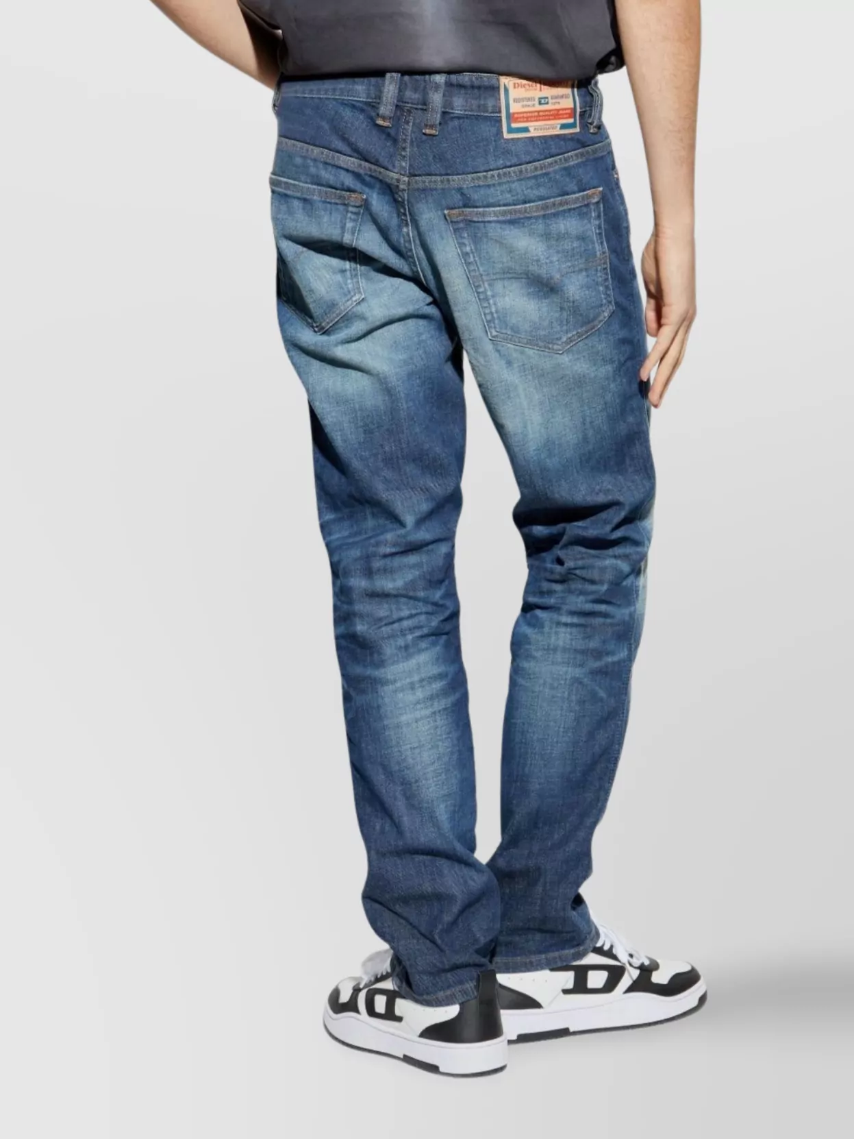 Diesel High Waist Slim Fit Straight Leg Trousers In Blue
