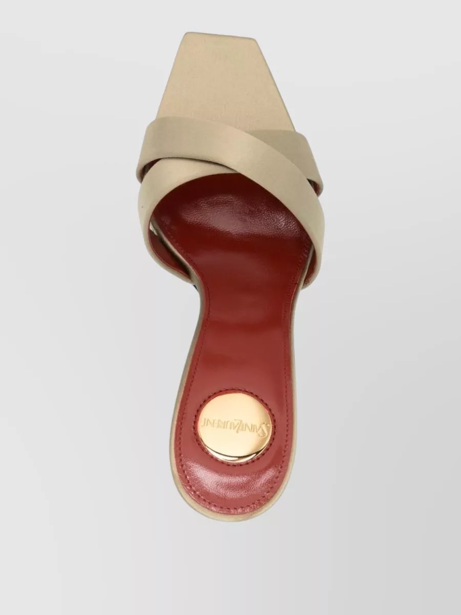 Saint Laurent Opyum Satin Sandals Open Square Toe Cross