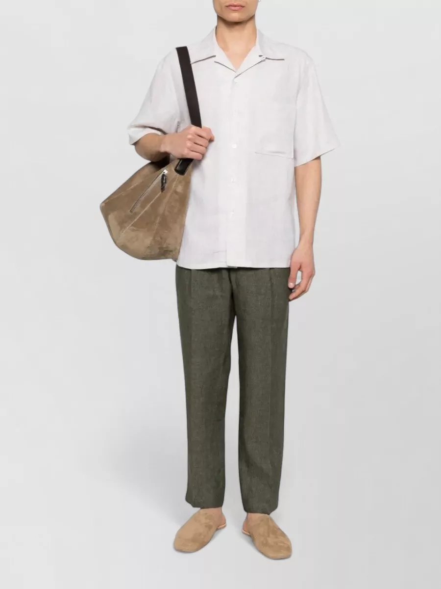Zegna Linen Short-Sleeve Cuban-Collar Shirt