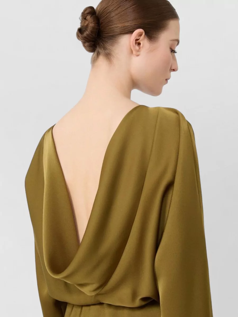 S Max Mara Msepentola Satin Dress Draped Back Belt