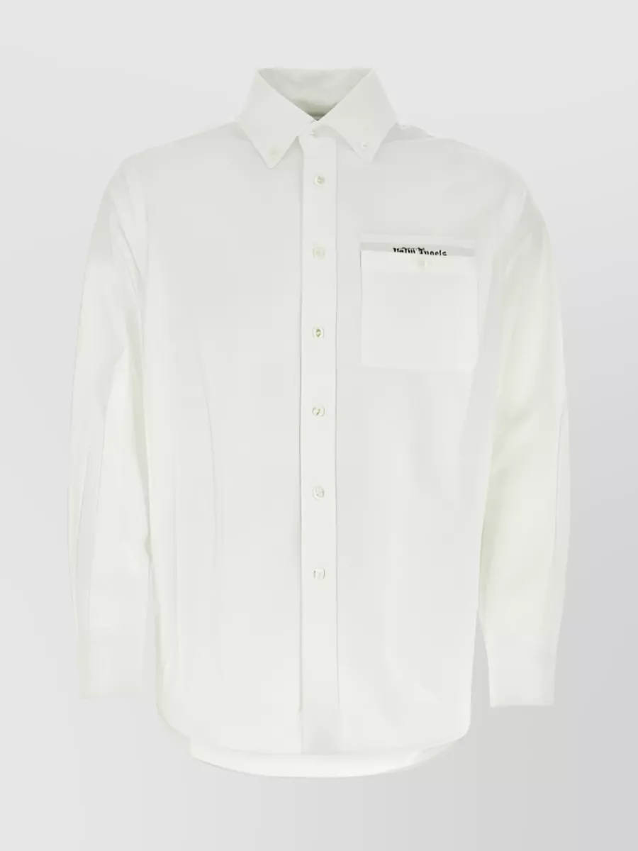 Shop Palm Angels Sartorial Logo Cotton Shirt In Pastel