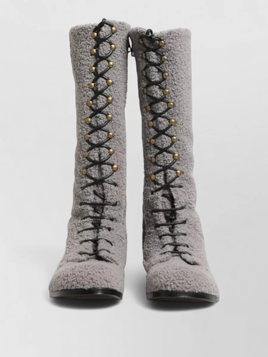 Dolce&Gabbana shearling lace up knee high boots