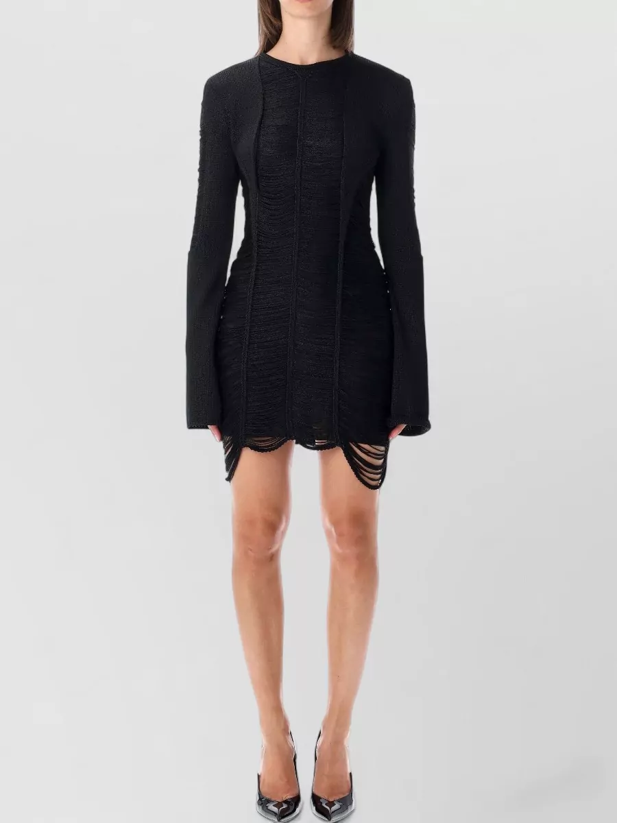 The Attico fringe long-sleeve mini dress