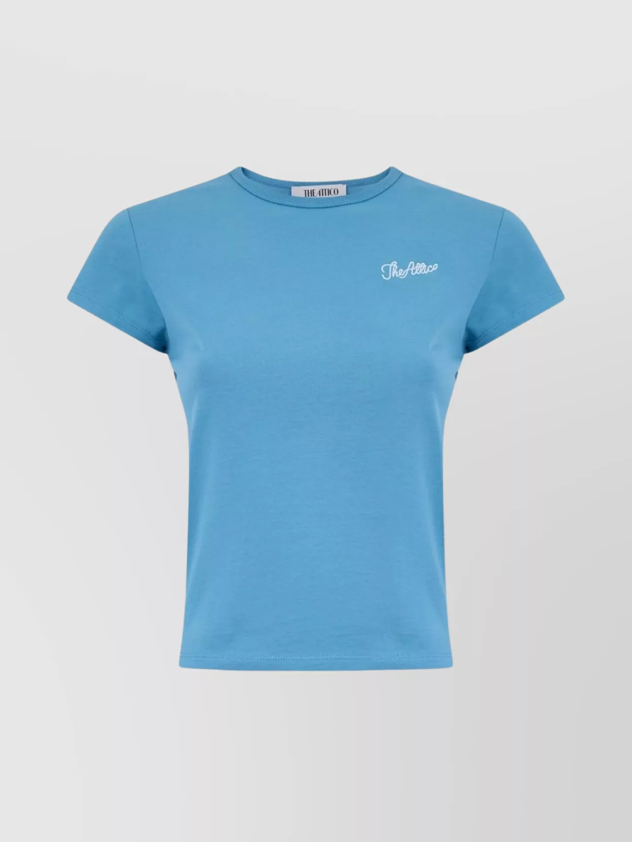 Attico Crew Neck Jersey T-shirt In Soft Fabric In Blue