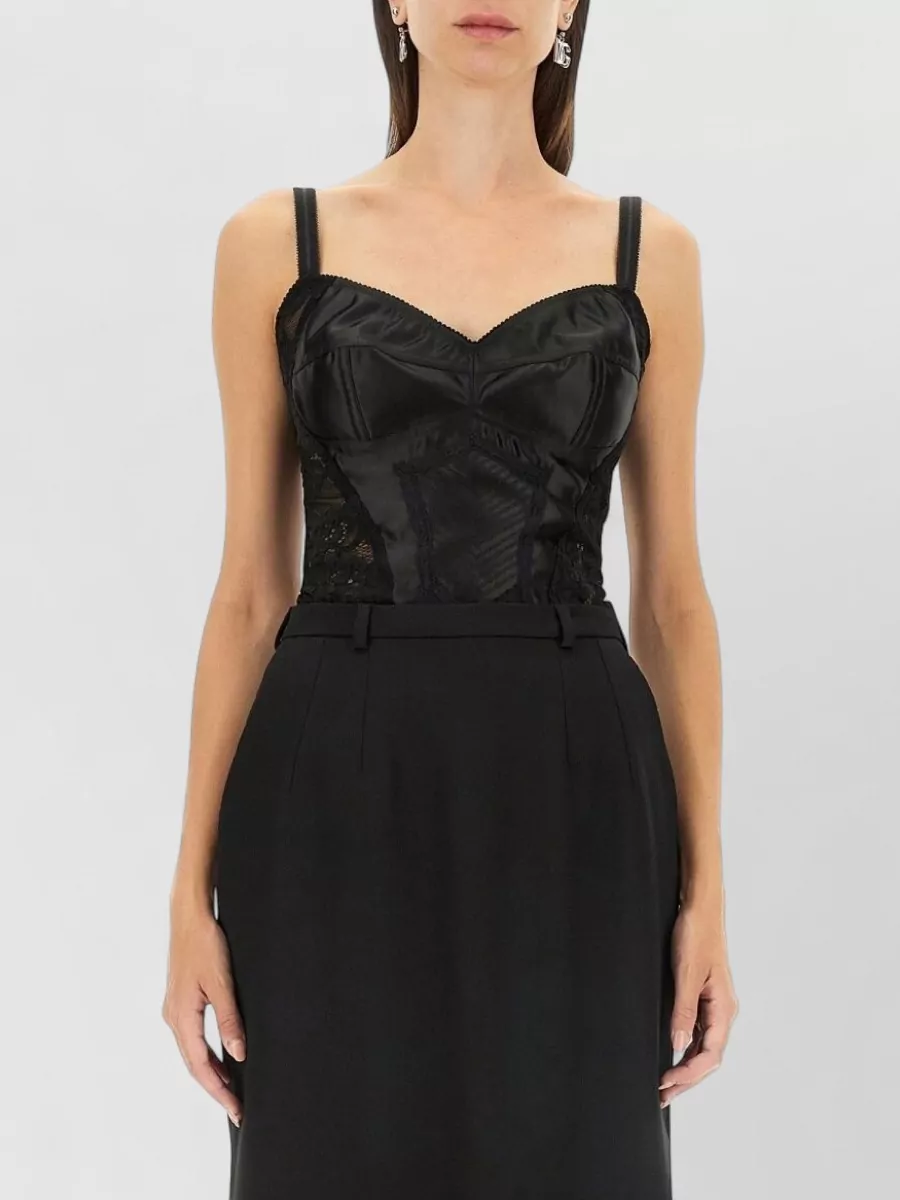 Dolce & Gabbana Satin And Lace Corsetry Top