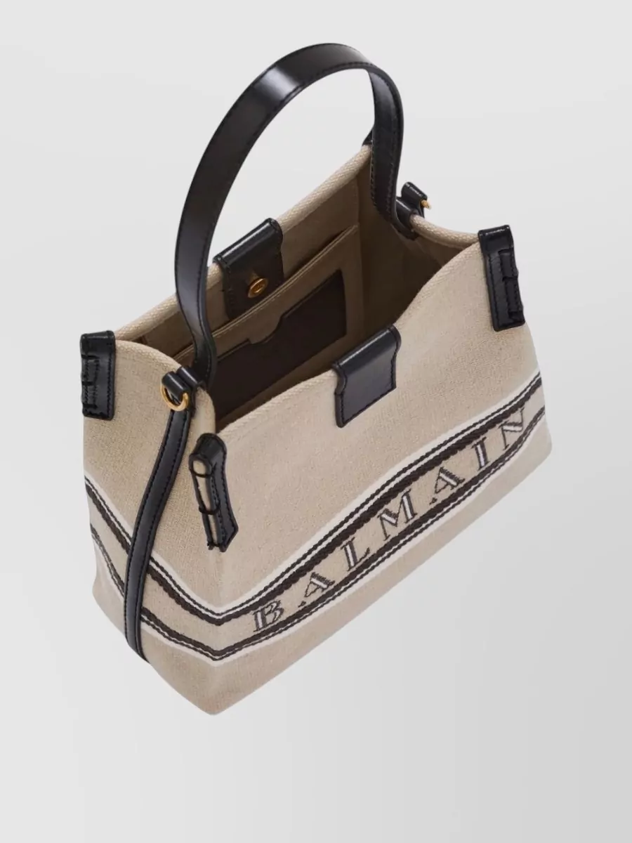 Balmain Canvas Leather Bucket Bag Shoulder Strap