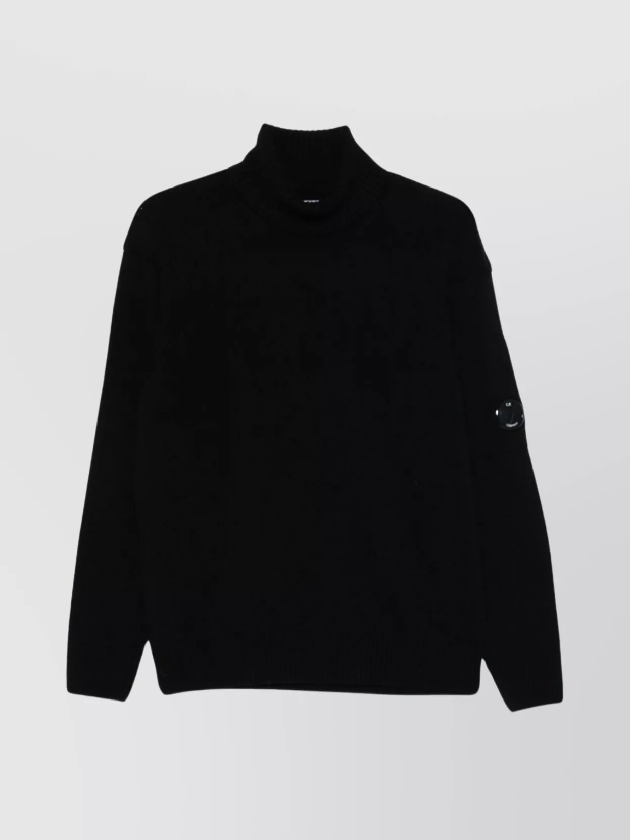 C.p. Company Wool Turtleneck Sweater Logo Detail In Gray