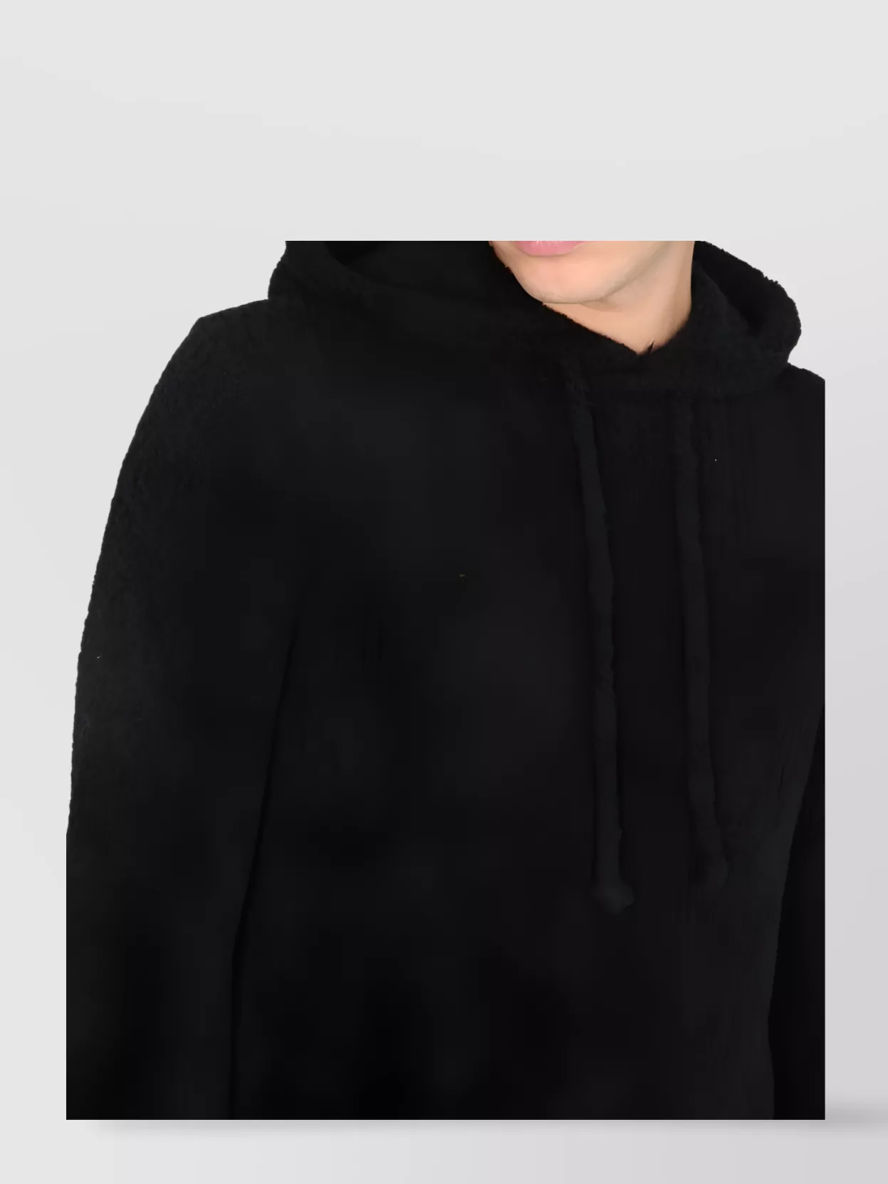 Ten C Drawstring Hooded Sweater With Ribbed Details