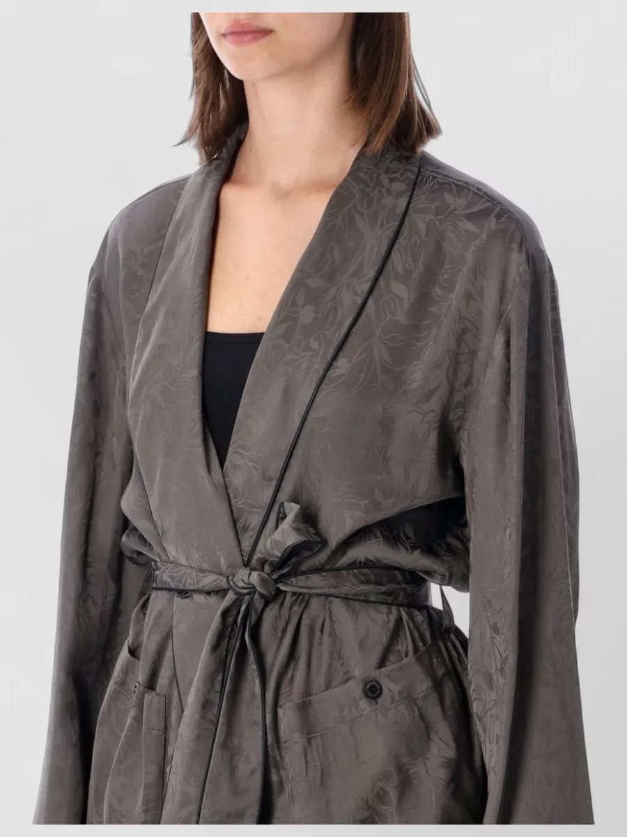 Golden Goose Floral Jacquard Satin Shawl Collar Belted Robe