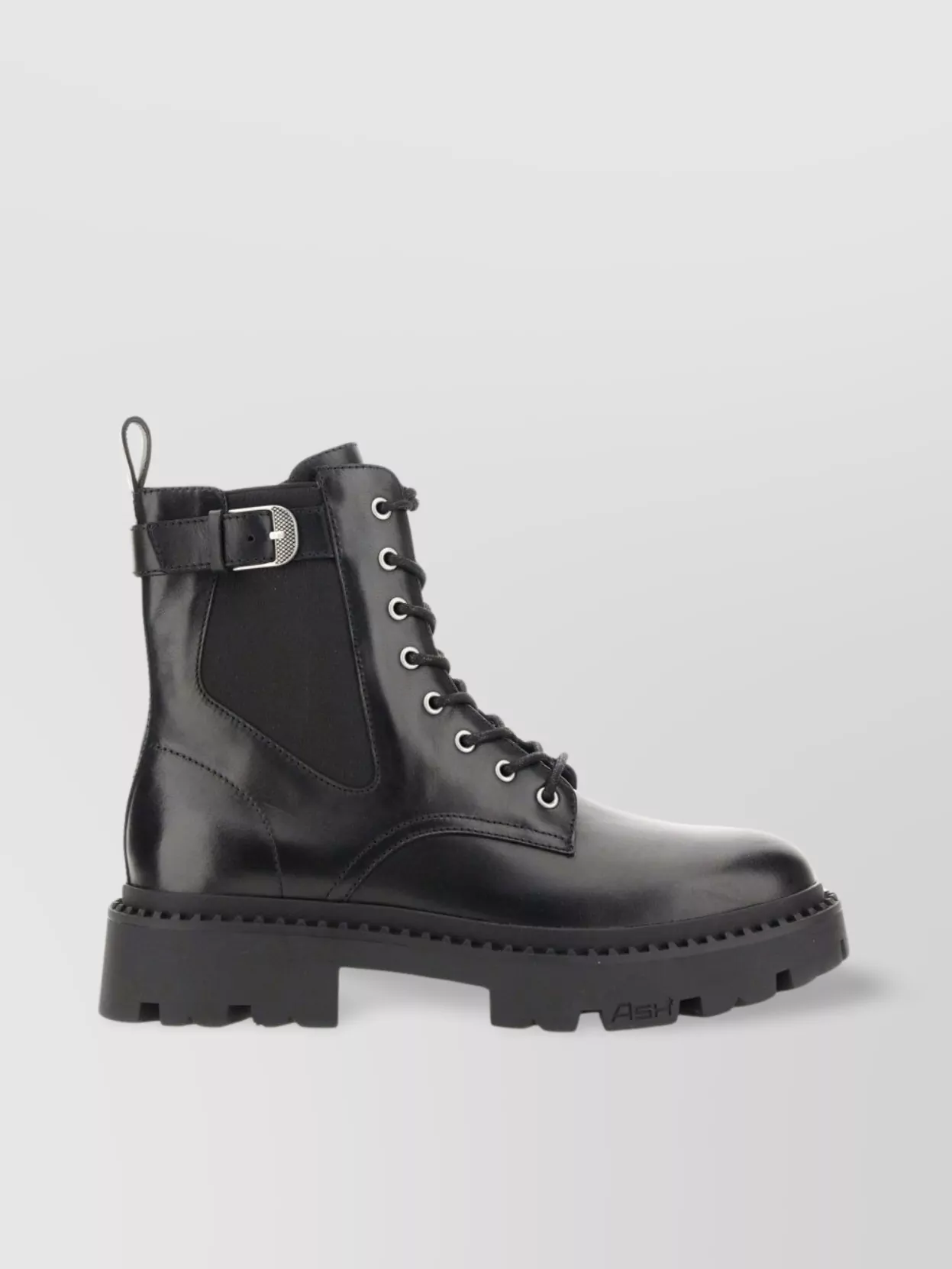 Ash Chunky Sole Ankle Length Buckle Strap Boots