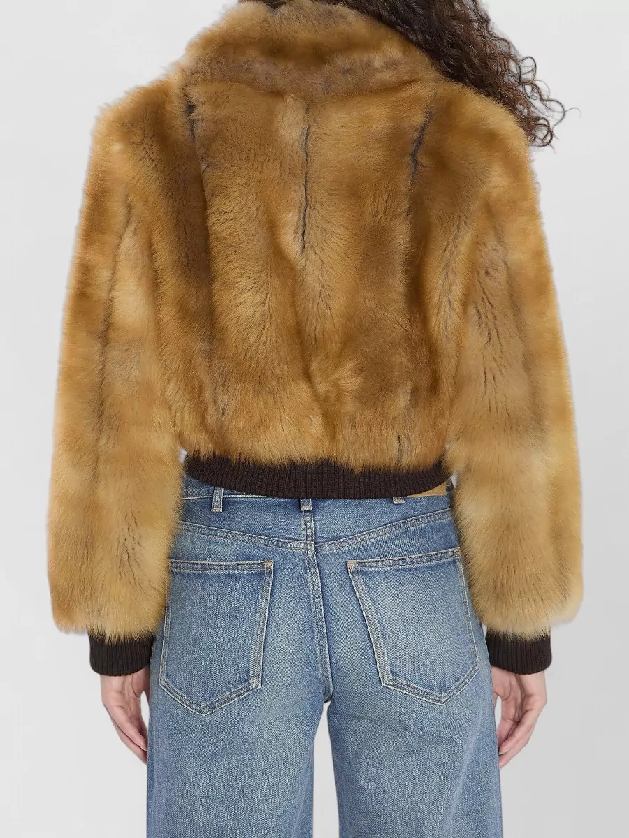 Saint Laurent Lamb Fur Cropped Bomber Jacket