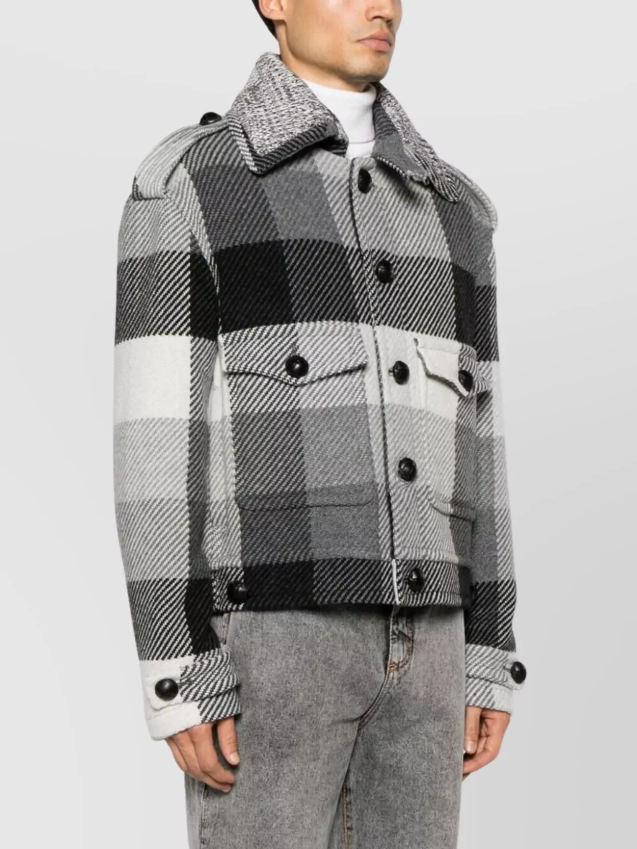 Etro Large Check Pattern Coat Front Pockets