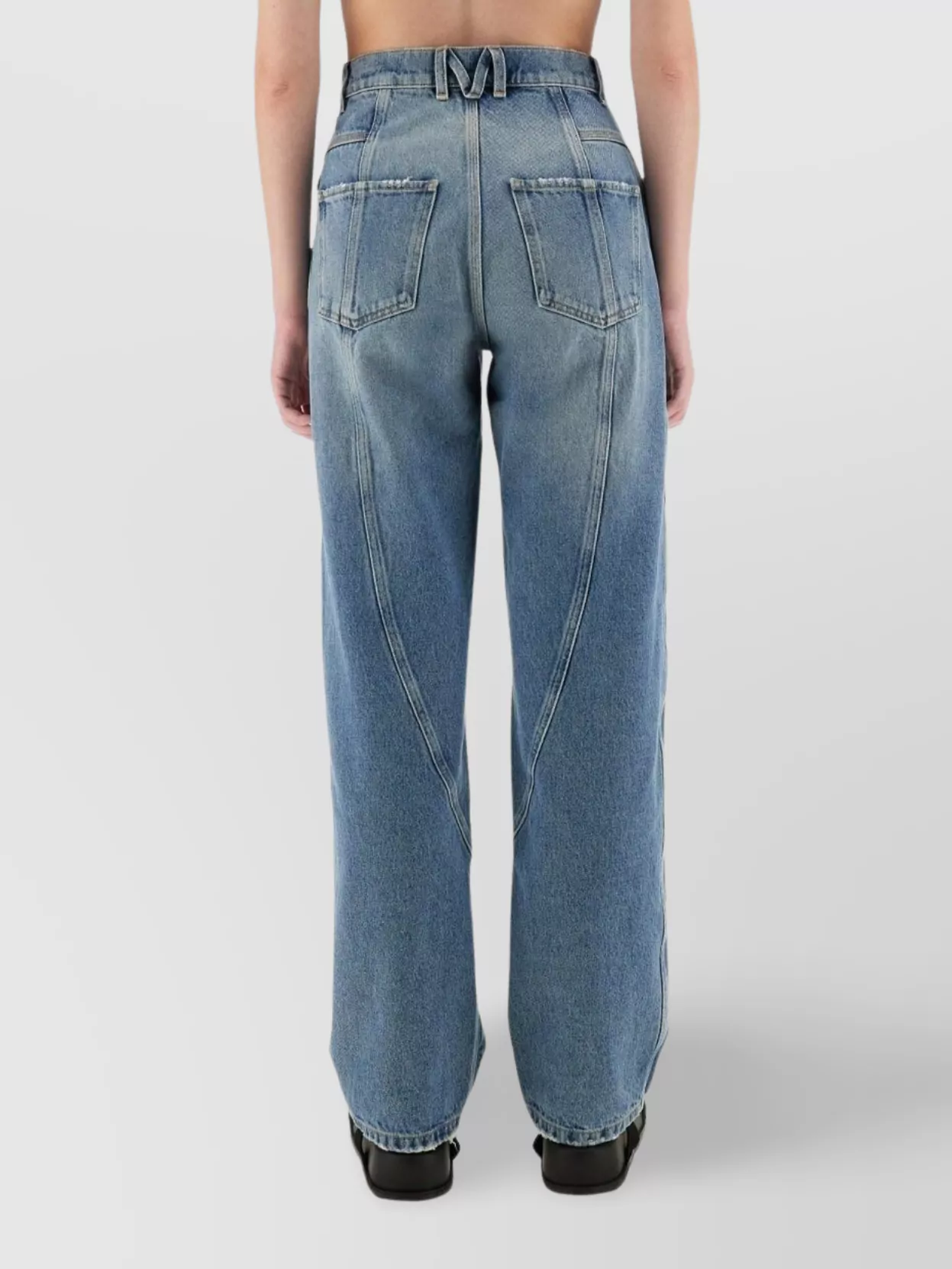Moschino High-Rise Distressed Five-Pocket Trousers With Belt Loops