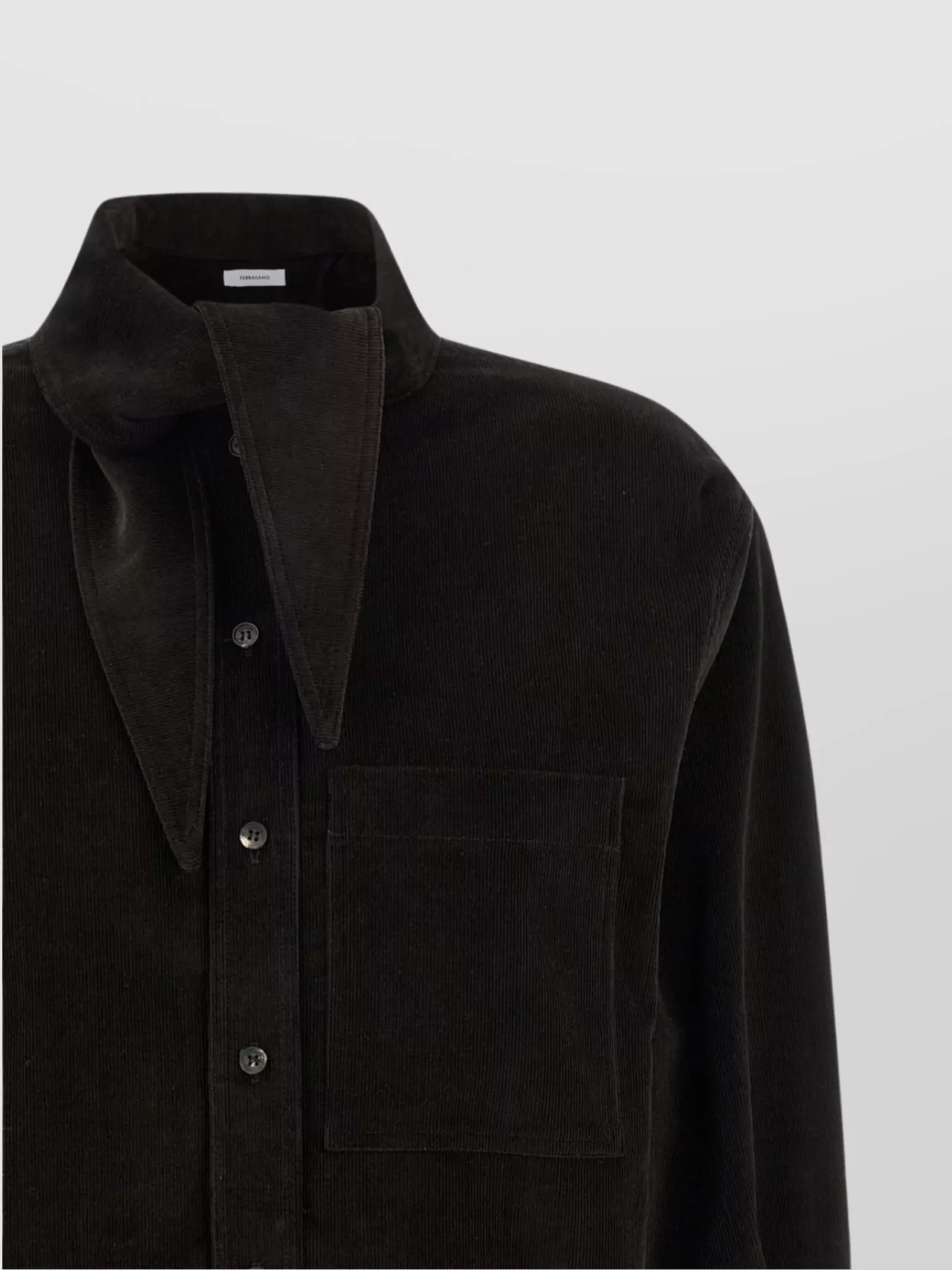 Ferragamo Velvet Overshirt With Chest Pocket And Pointed Collar