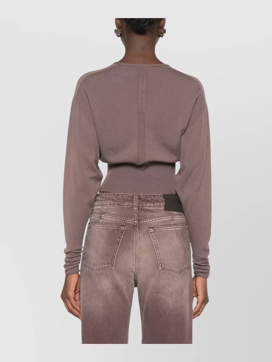 Rick Owens Virgin Wool V-Neck Cropped Jumper