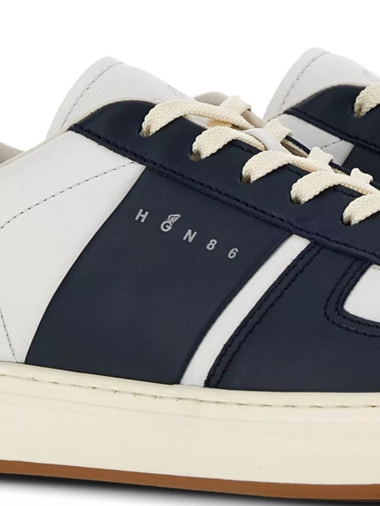 Hogan Leather Logo Sneakers Perforated Toe