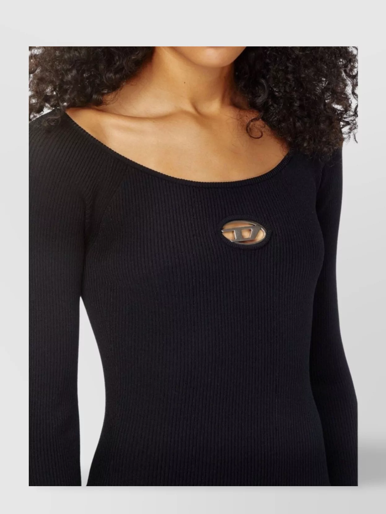 Diesel Off-Shoulder Long Sleeve Ribbed Dresses
