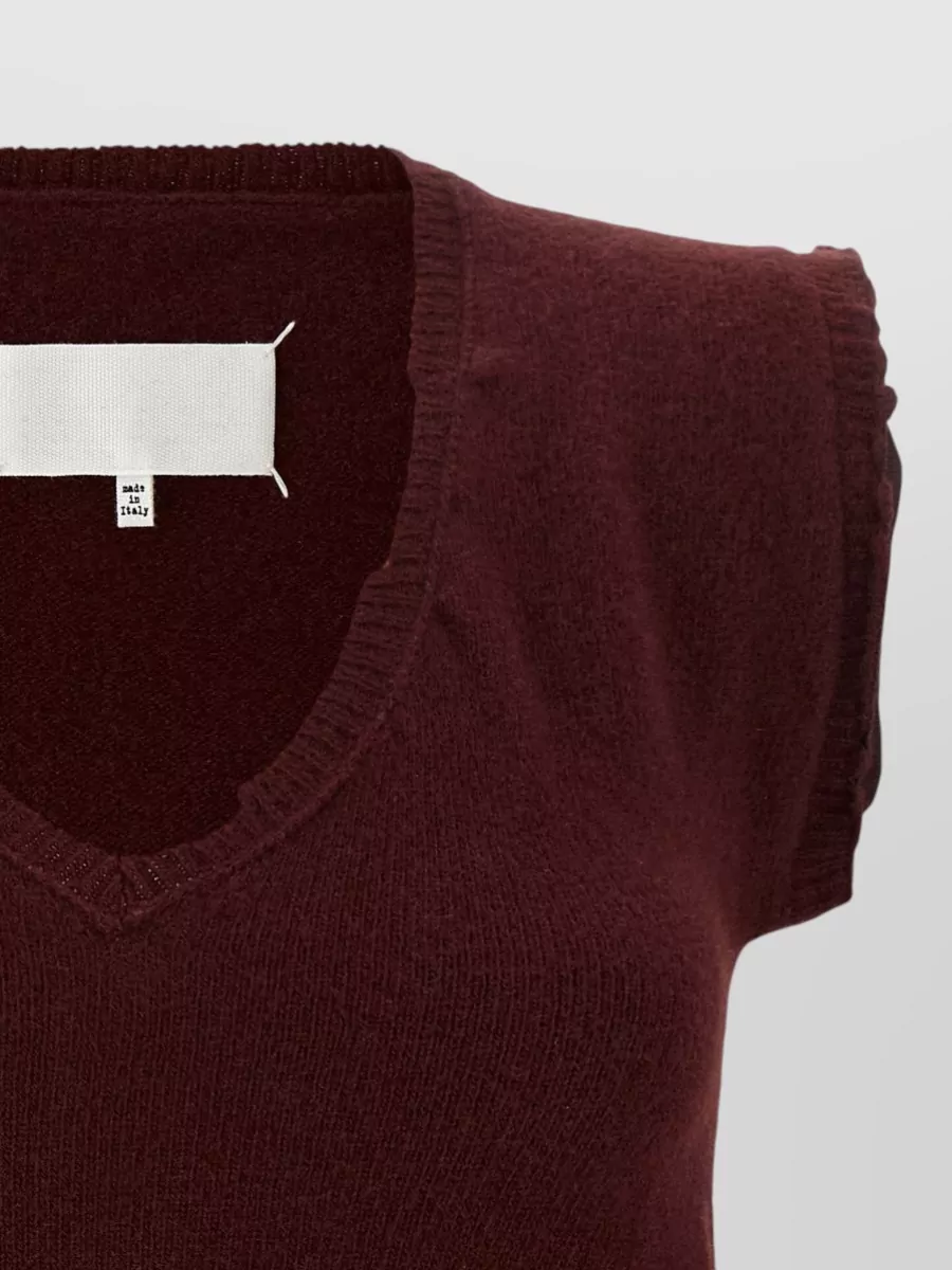 Maison Margiela Wool Distressed V-Neck Sleeveless Jumper