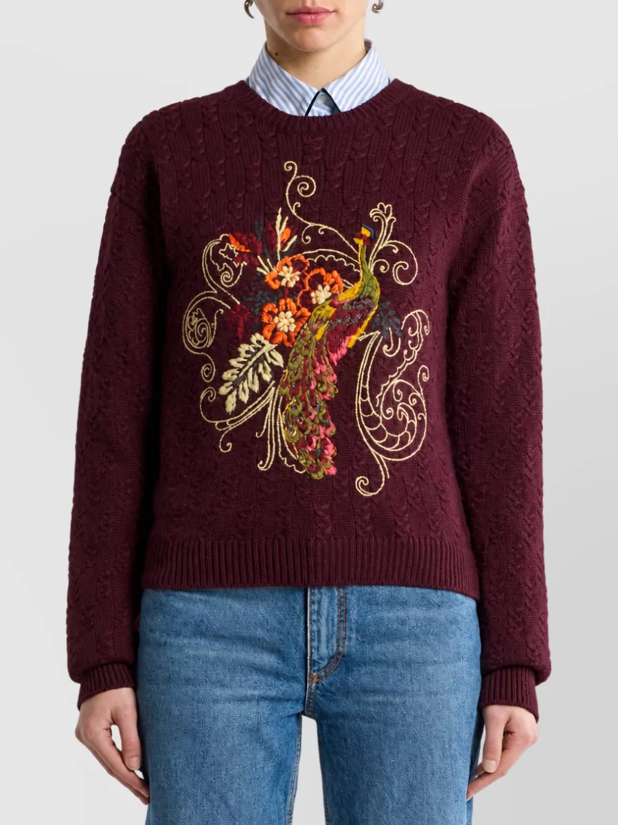 Etro Wool Floral-Intarsia Cardigan