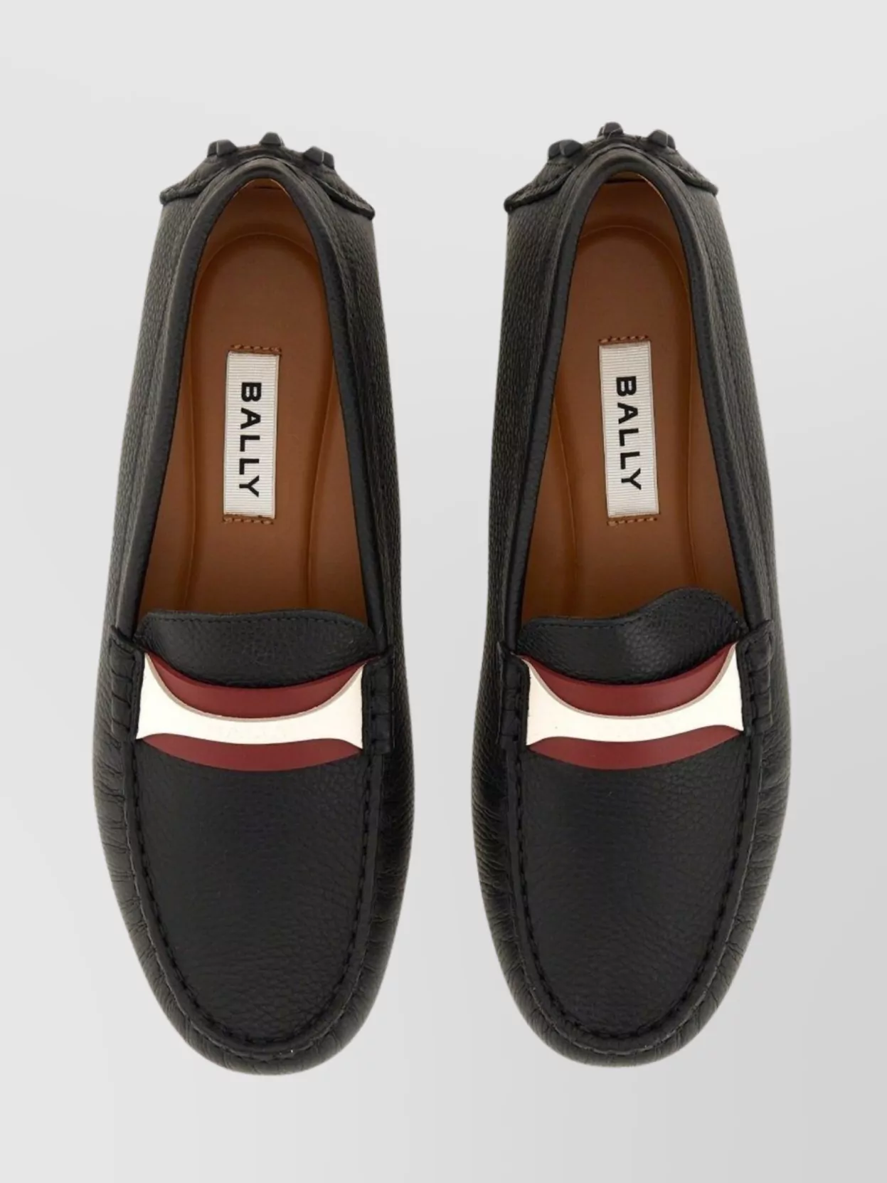 Bally Textured Leather Driver Loafers With Contrast Stripe