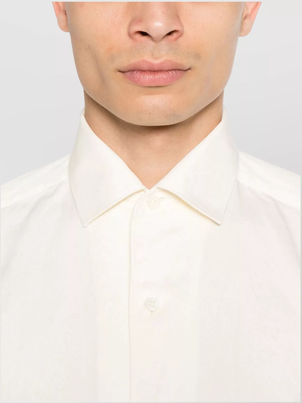 Zegna Button-Down Collar Long Sleeve Shirt With Curved Hem
