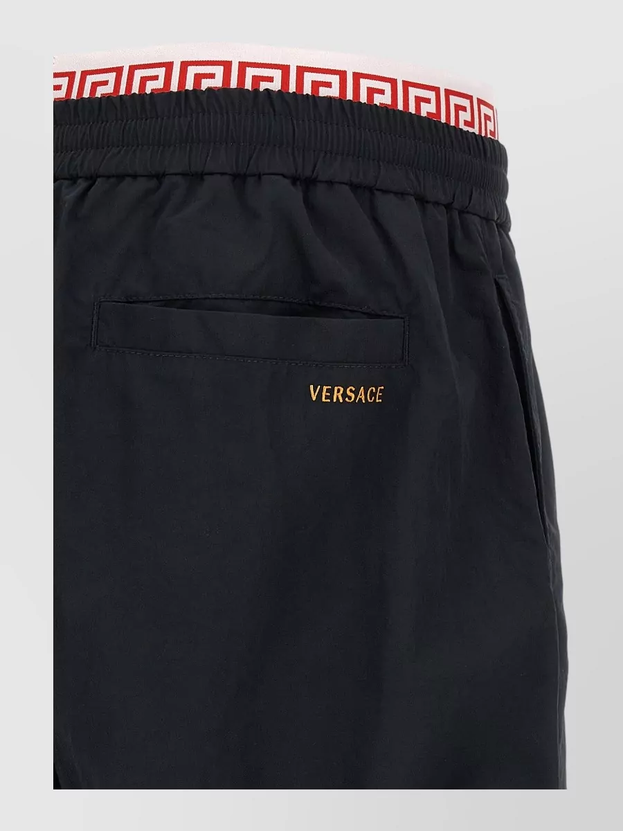 Versace Greca Pattern Beach Joggers Lightweight In Black