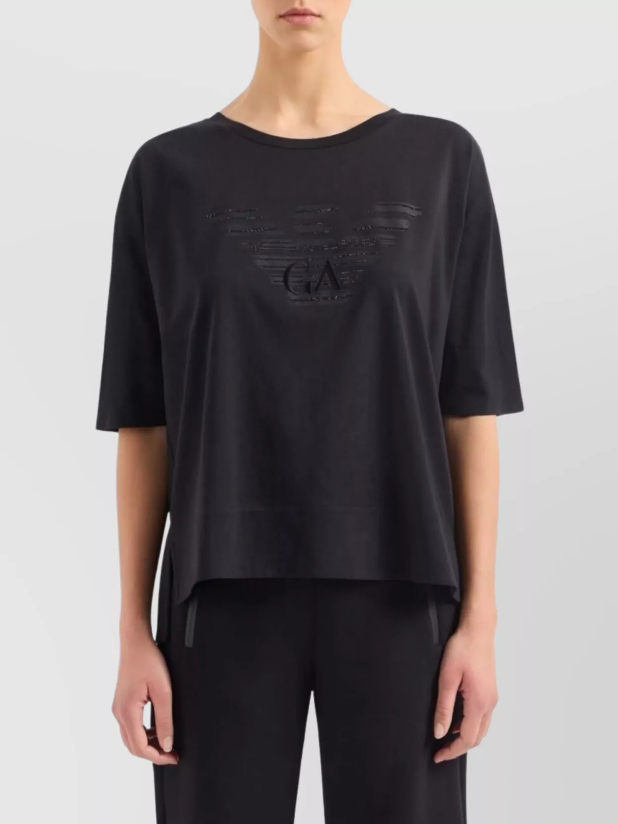 Emporio Armani Cotton Logo T-Shirt With Asymmetric Hem