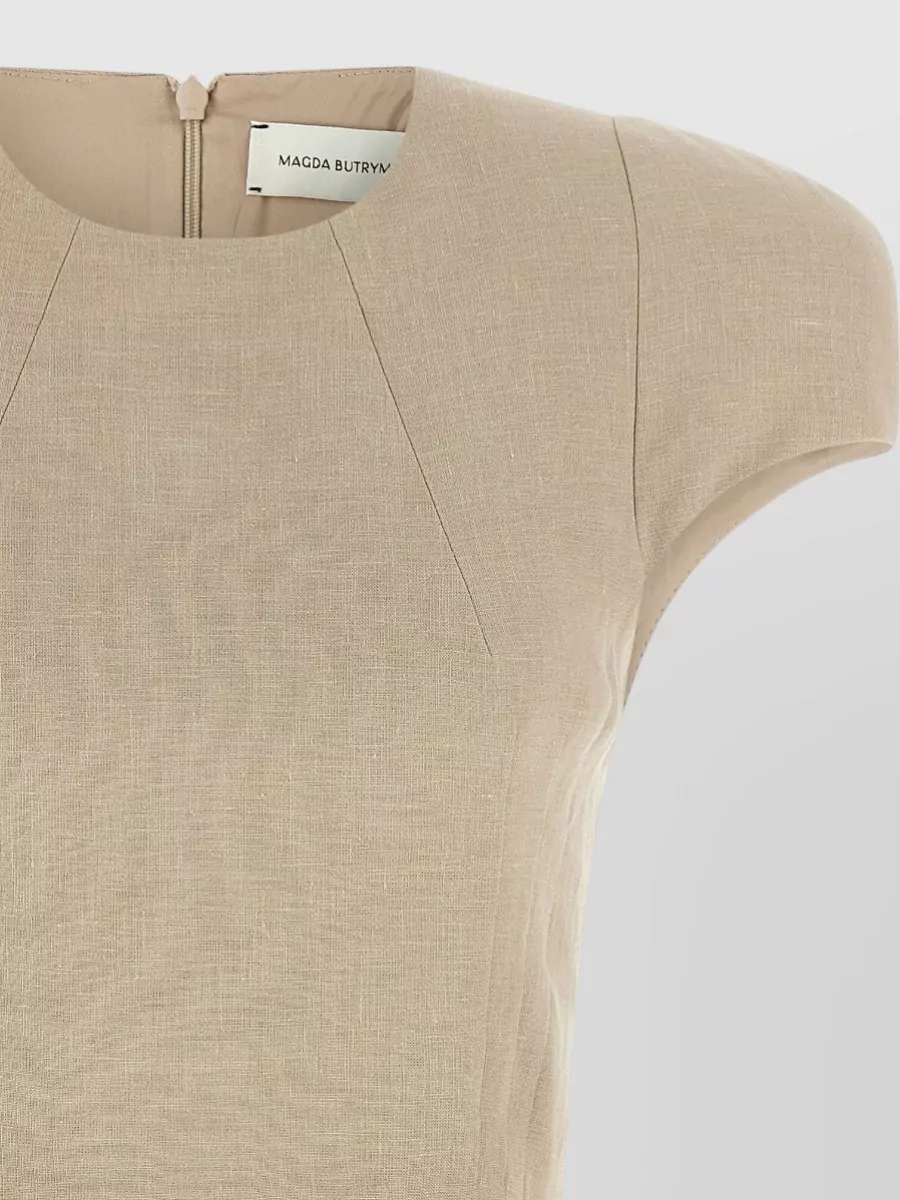 Magda Butrym Linen Asymmetric Peplum Knee-Length Dress