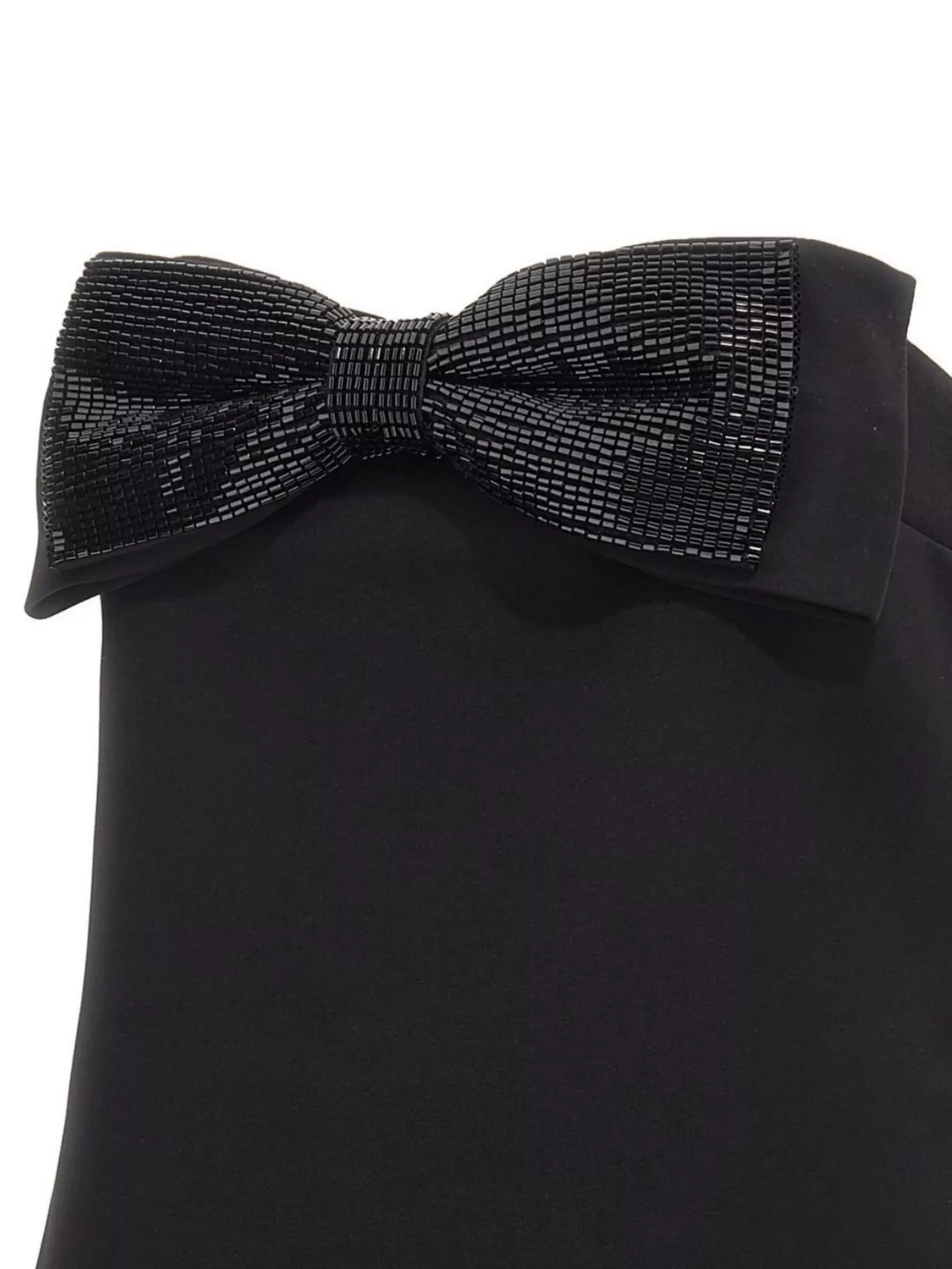 Self-portrait Black Sleeveless Top With Bandeau Neckline In Tech Fabric Woman In Black
