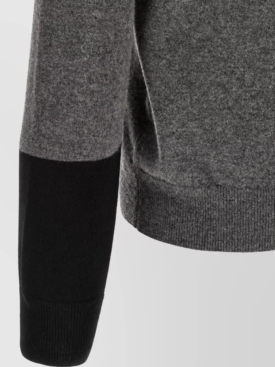 Comme Des Garçons Wool Color-Block V-Neck Sweater