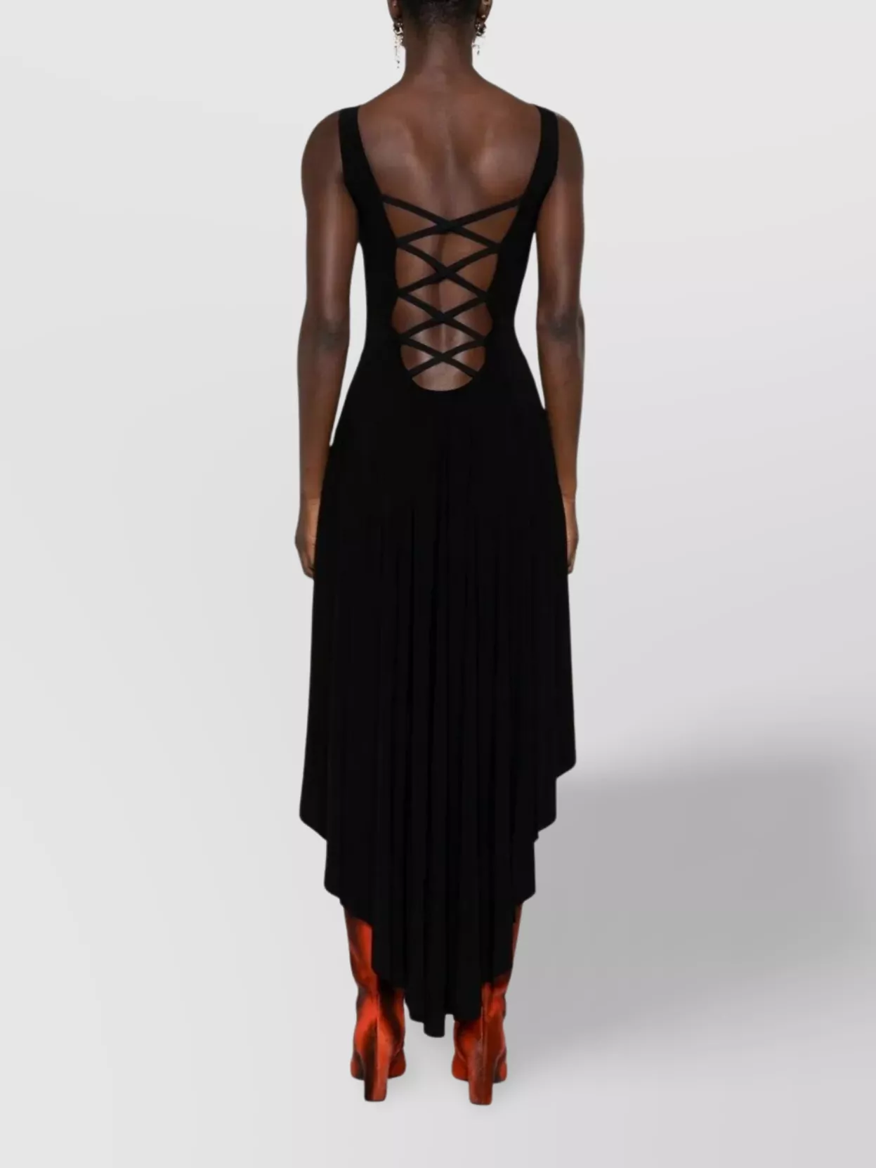 Norma Kamali Asymmetric Hem Sleeveless Evening Gown In Black