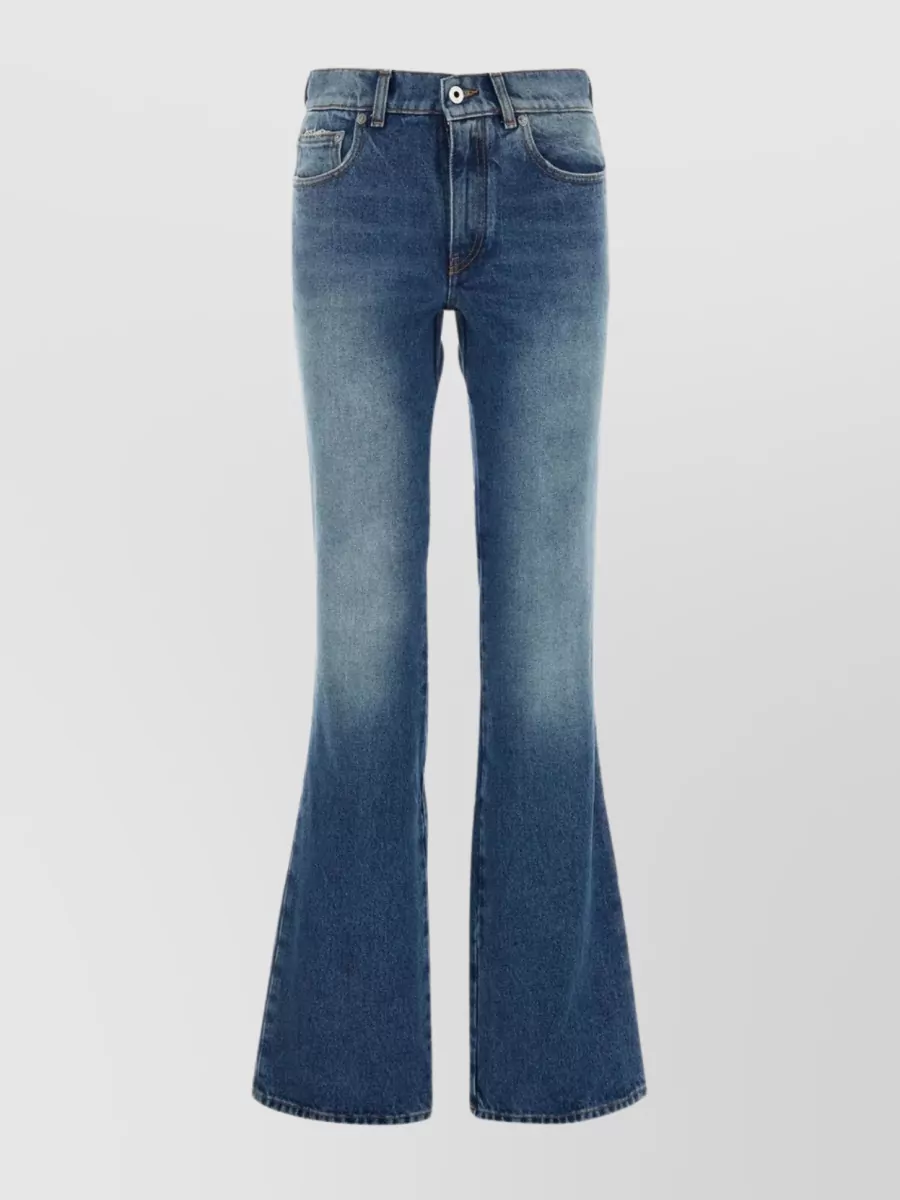 Shop Off-white Flared Cotton Denim Pants In Blue