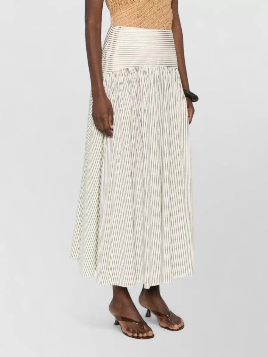 Staud Striped Paneled Midi Skirt