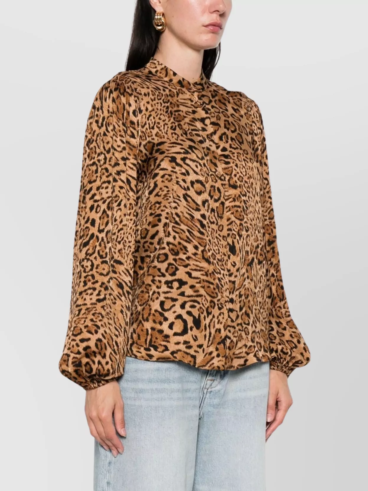 Twin-Set Long Sleeve Relaxed Fit Animal Print Top