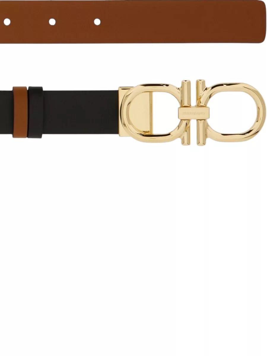 Ferragamo Gancini Leather Belt Adjustable Two Tone