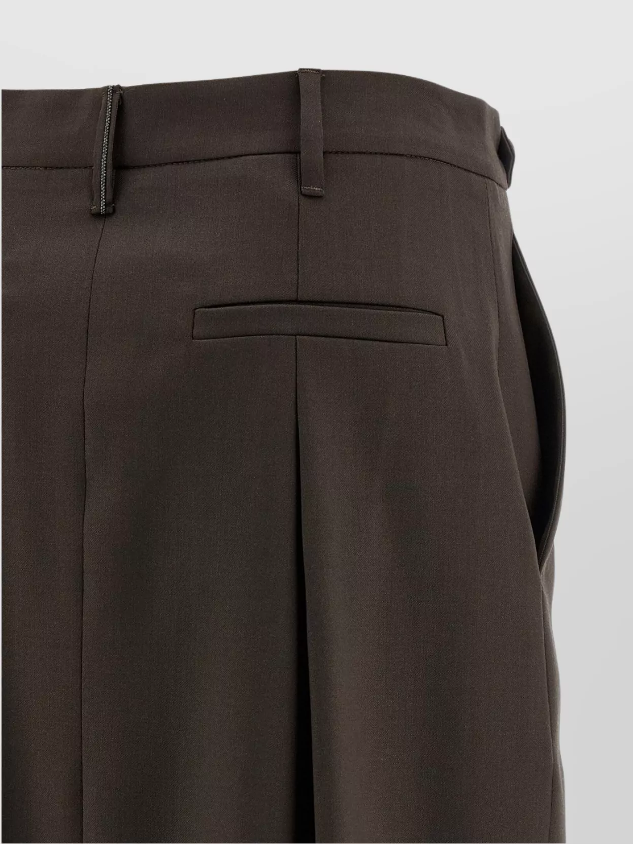 Brunello Cucinelli Curved Design Skirt With Pleats And Pockets In Brown