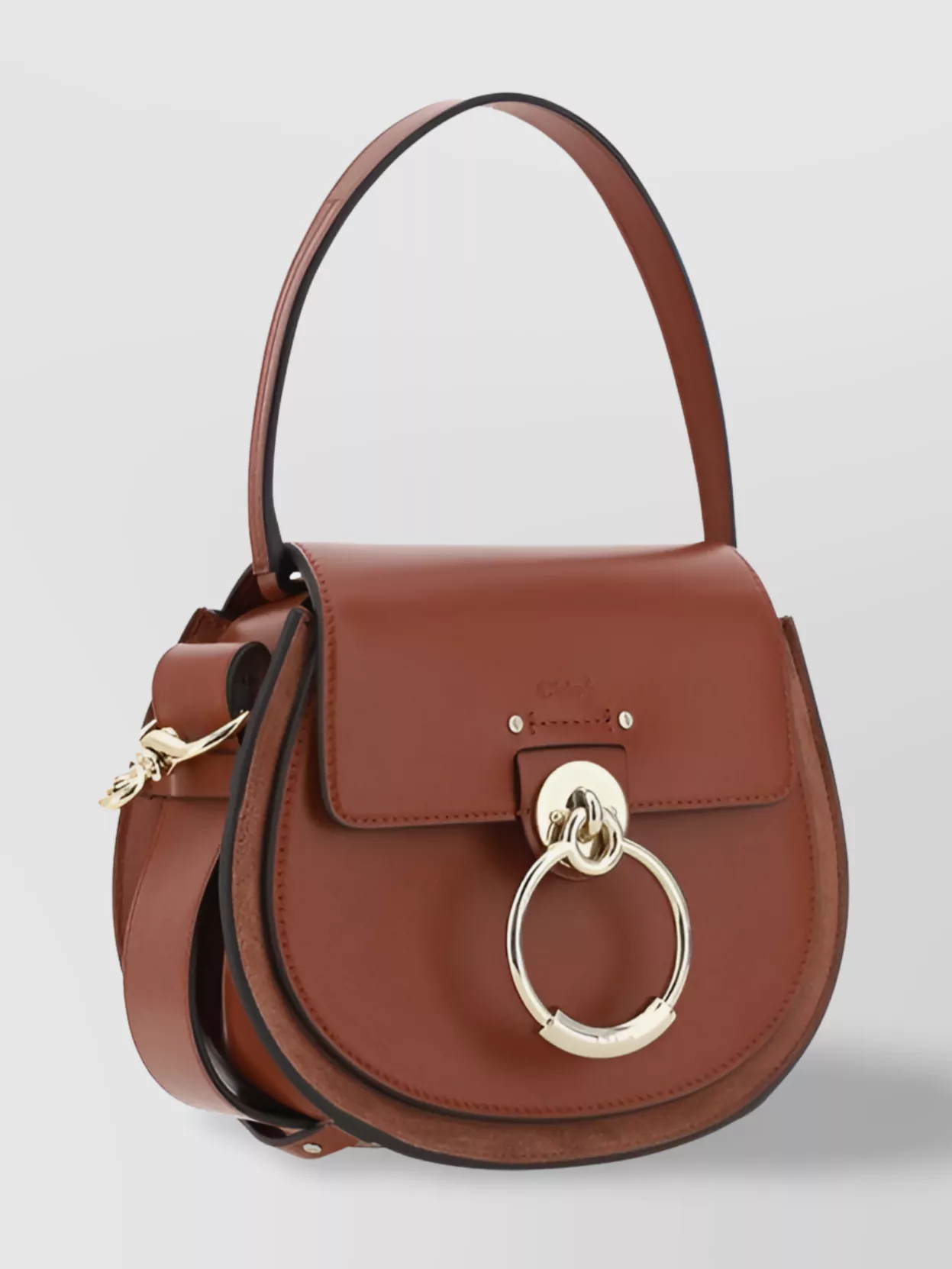 Chloé Round Calfskin Shoulder Bag In Brown