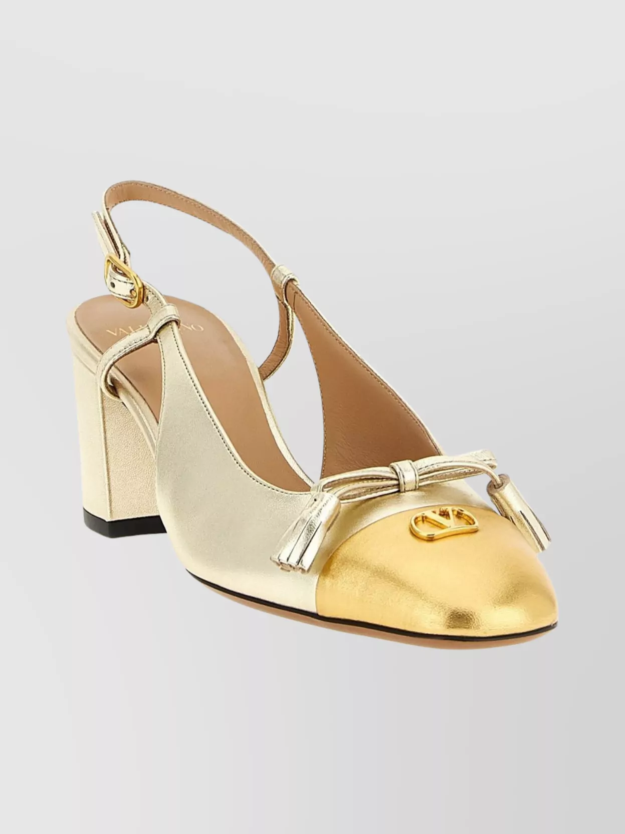 Valentino Garavani Slingback Pumps With Bow And Block Heel In Multi