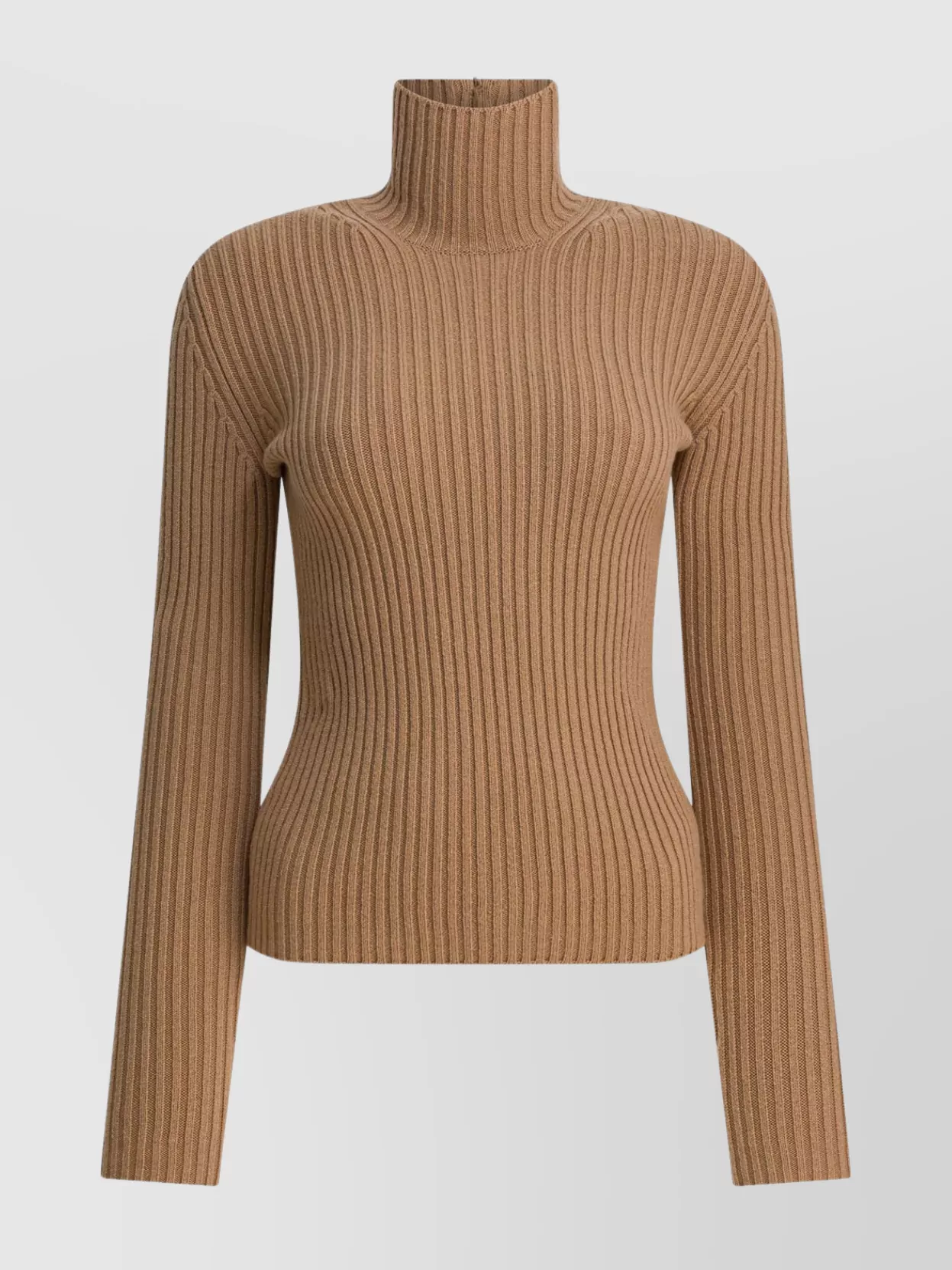 Max Mara Wool And Cashmere Turtleneck Sweater Knitwear Beige In Brown