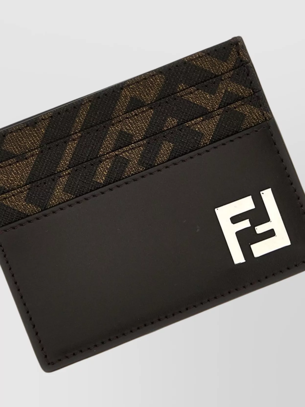 Fendi Calfskin Double Layer Patterned Card Holder
