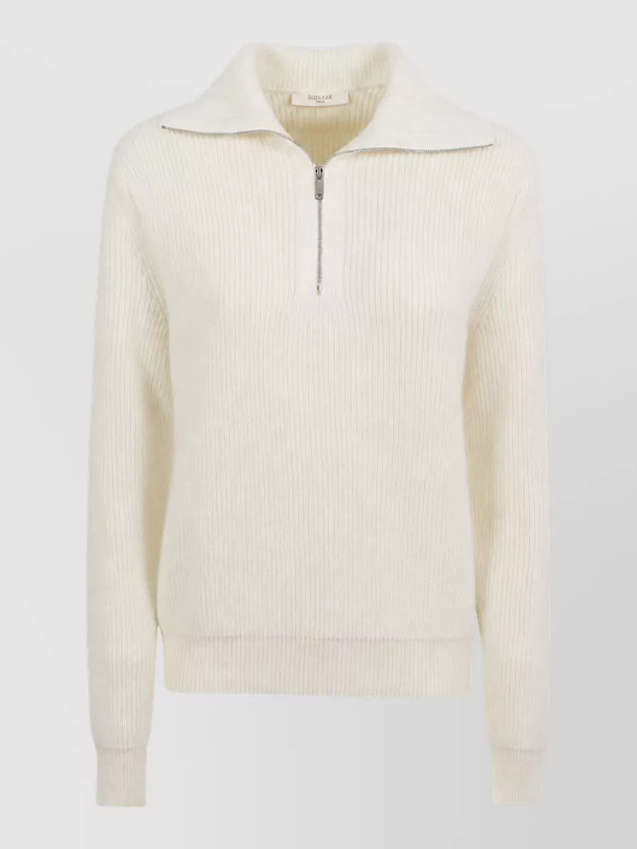 Zanone wool ribbed half zip sweater