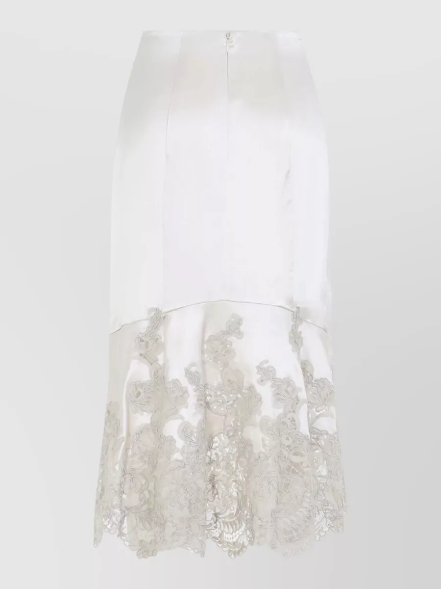 Ermanno Scervino Silk Lace-Panel Straight Skirt