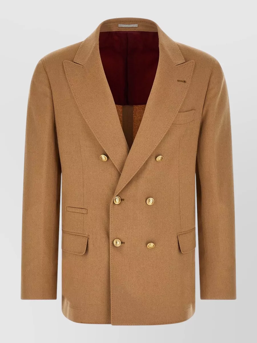 Brunello Cucinelli camel double-breasted blazer