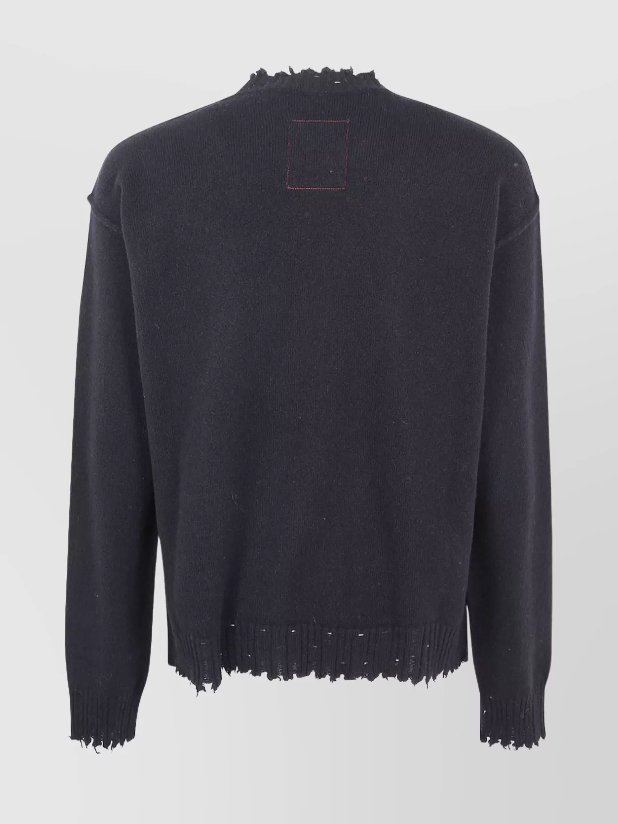 Uma Wang Basic Crew Neck Sweater With Distressed Hem In Blue