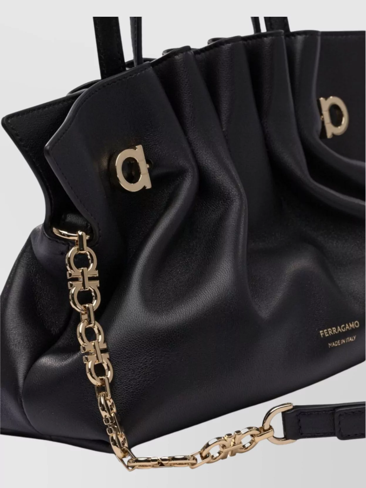 Ferragamo Ruched Chain Strap Shoulder Bags