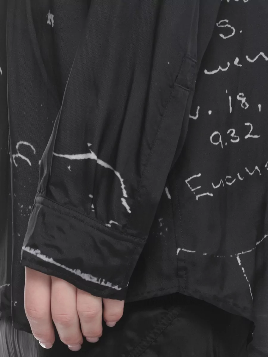 Rick Owens Printed V-Neck Long-Sleeve Blouse
