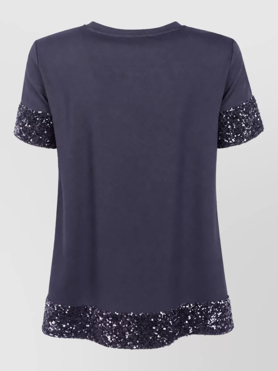 Emporio Armani Sequined Trim Short-Sleeve Top