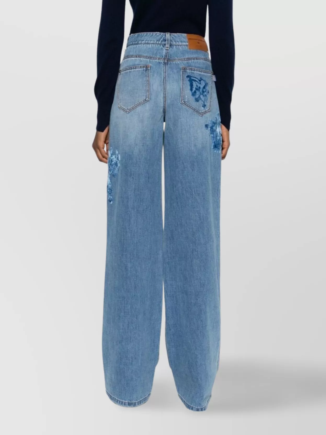 Ermanno Scervino Wide-Leg Trousers Floral Embroidery