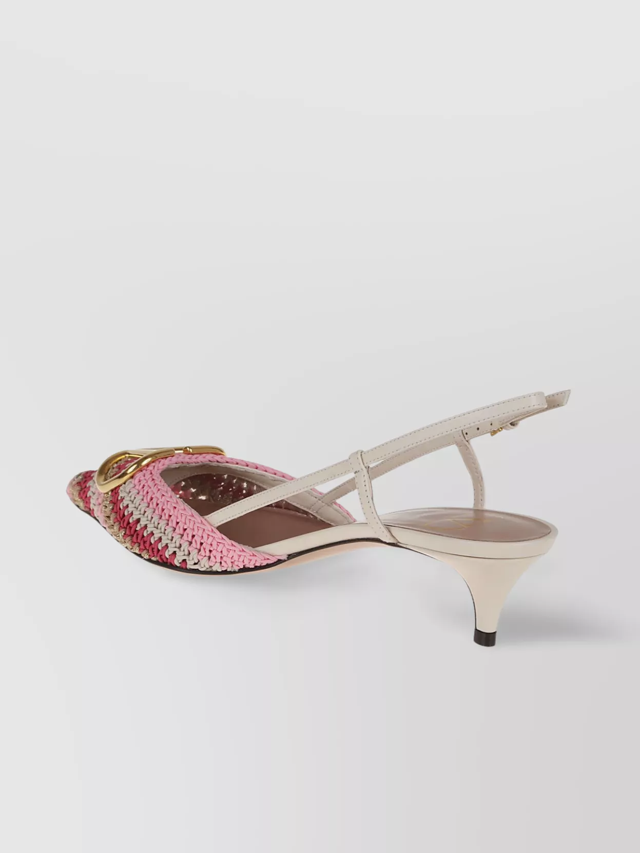 Valentino Multicolor Crochet Vlogo Pumps In Pink