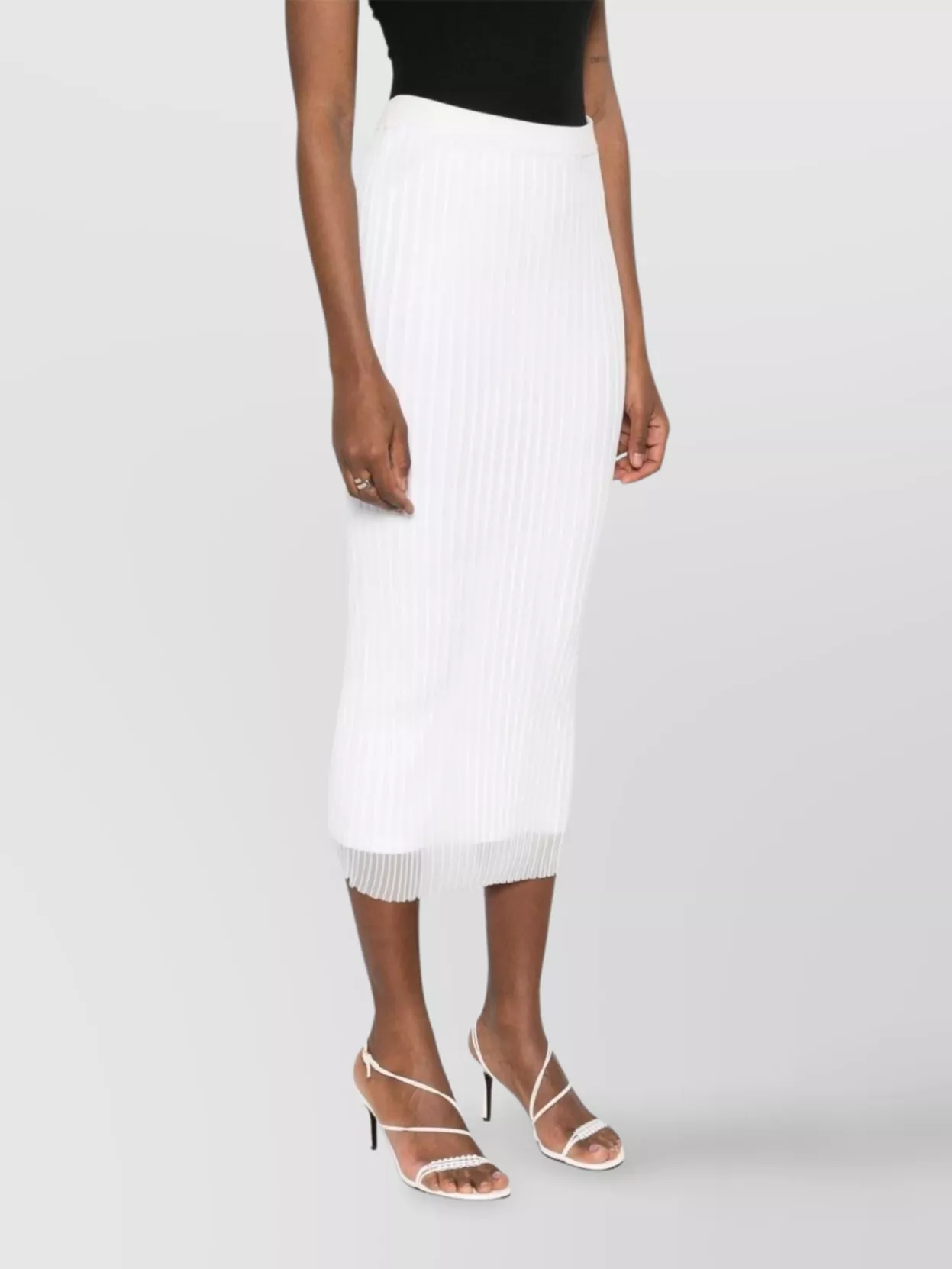 Max Mara Waistband Elastic High Midi Ribbed Sheer